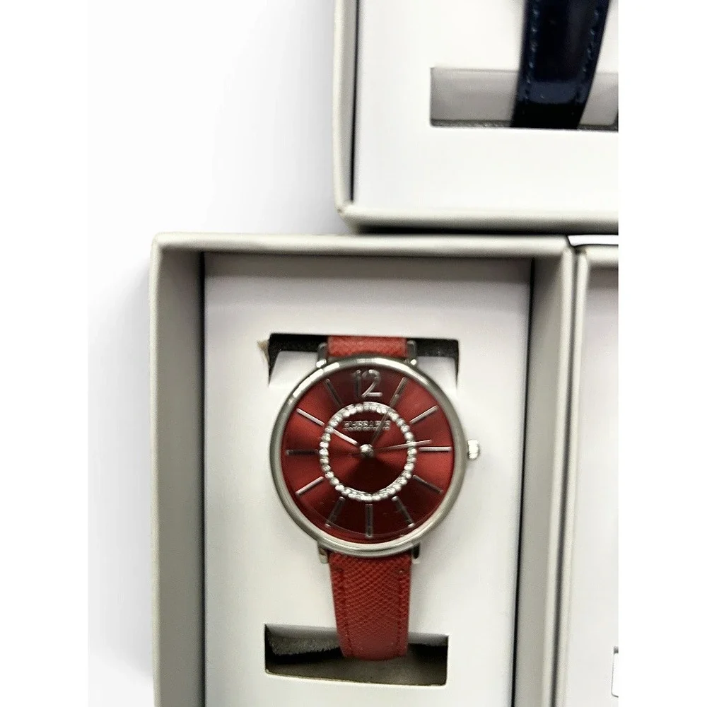 NEW Lot of 5 KESSARIS Watches Round Face Red, Black, Blue, Green, Gold Straps